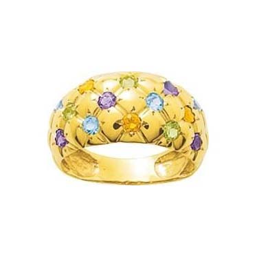 Bague or jaune et or blanc 18 carats et pierres semi precieuses